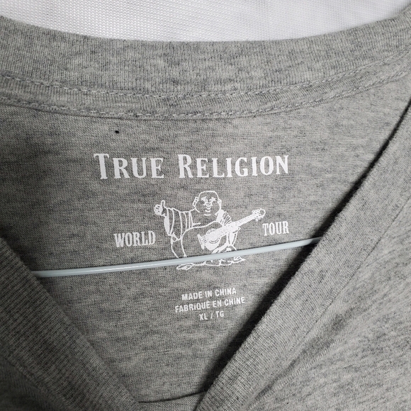 True Religion Gray Logo Long Sleeve Tee XL - Picture 4 of 4